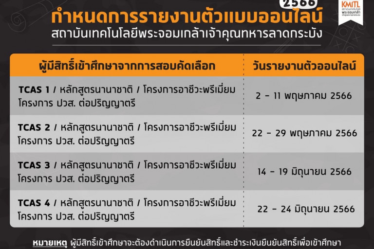 กำหนดการรายงานตัวแบบออนไลน์